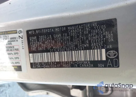 2006 Toyota Matrix Xr z USA, uszkodzony, nr VIN 2T1LR30E16C554291